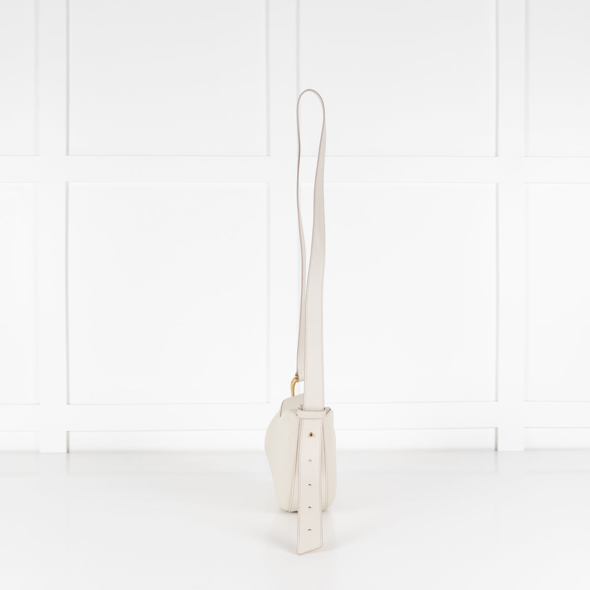 Polene Cream Grainy Leather Tonca Crossbody Bag