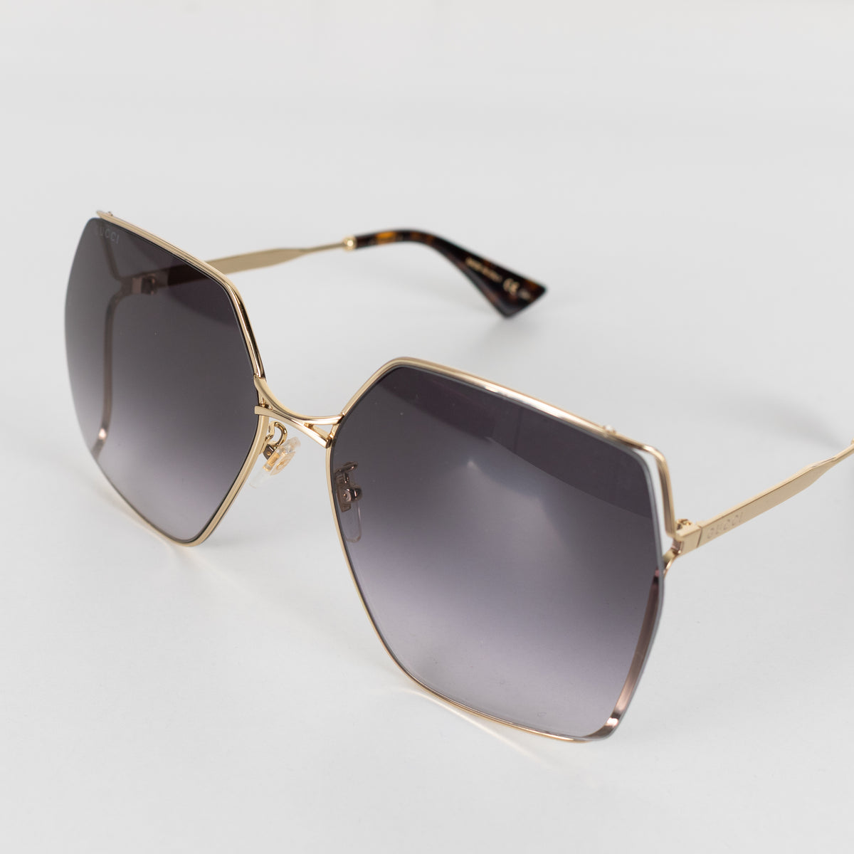 Gucci Gold Frame Grey Gradient Lens Sunglasses