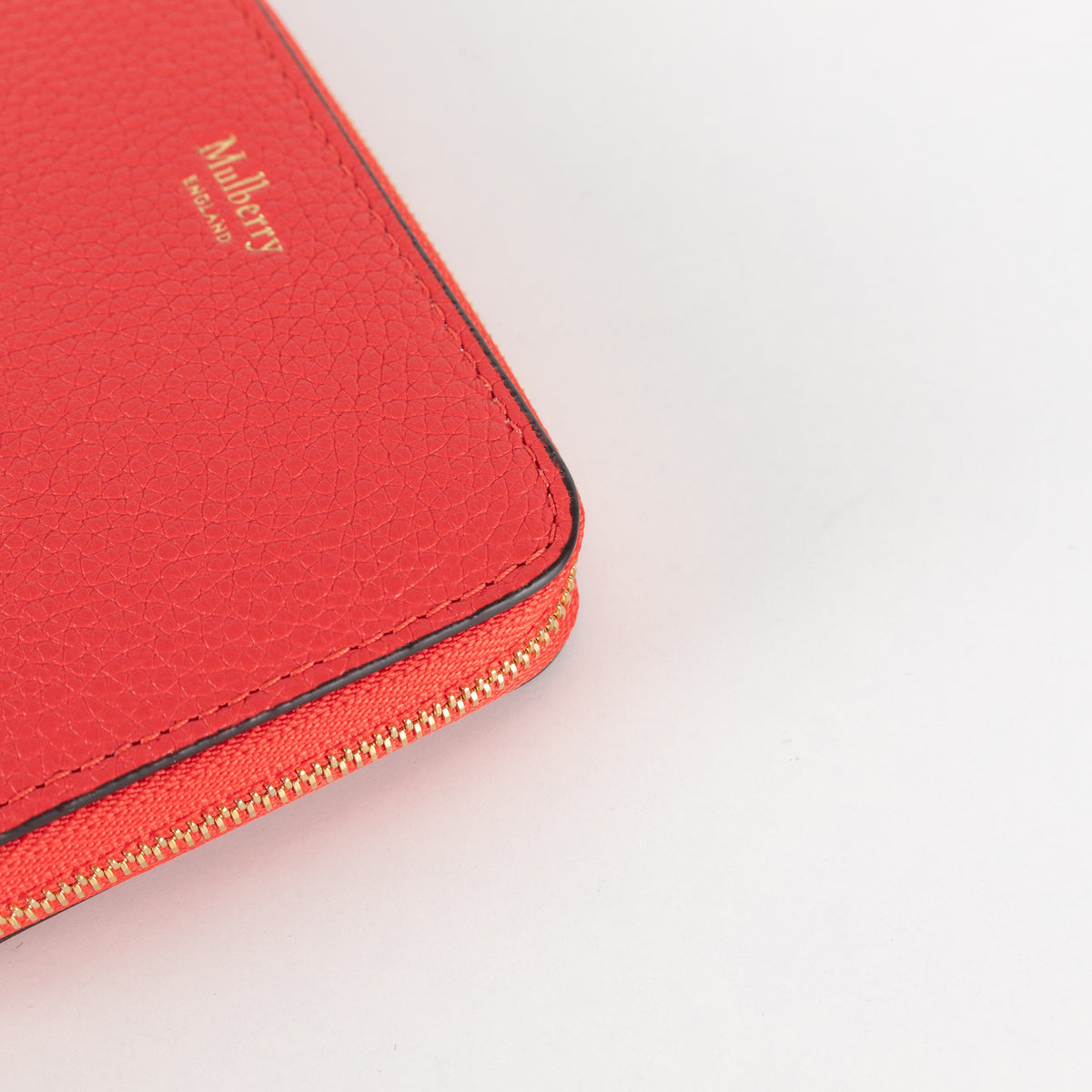 Mulberry Red Grained Leather Zip Around Purse