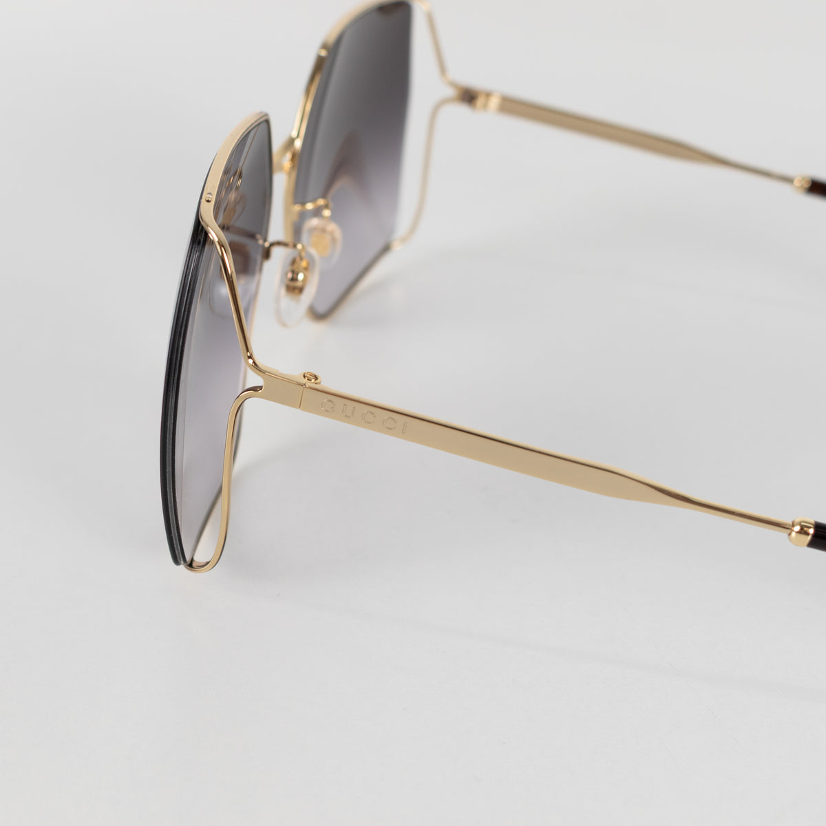 Gucci Gold Frame Grey Gradient Lens Sunglasses