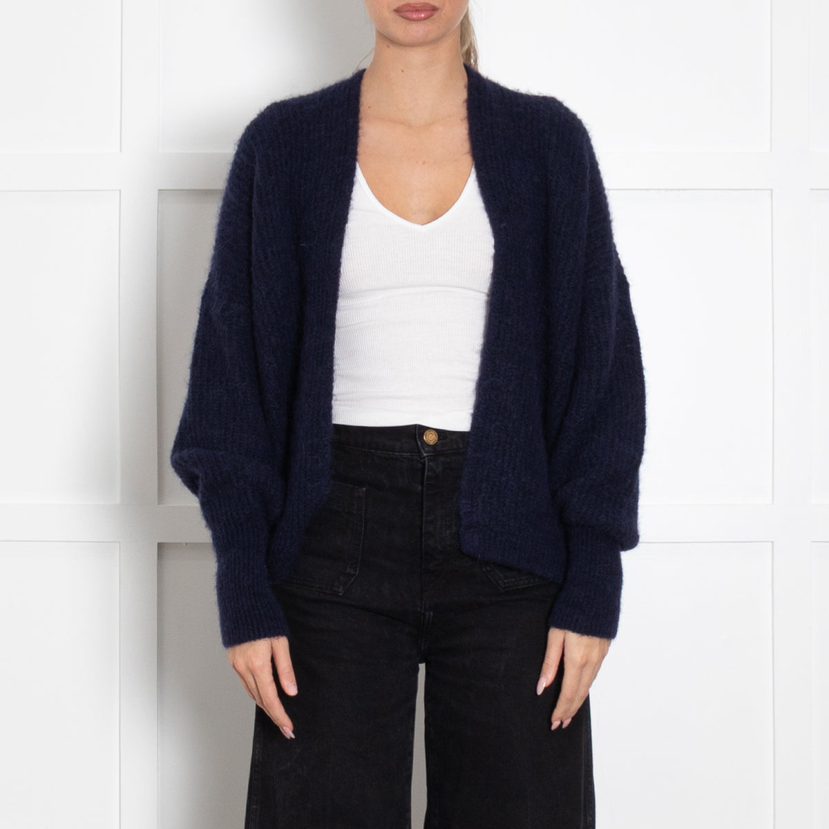 American Vintage Navy Wool Blend Open Cradigan