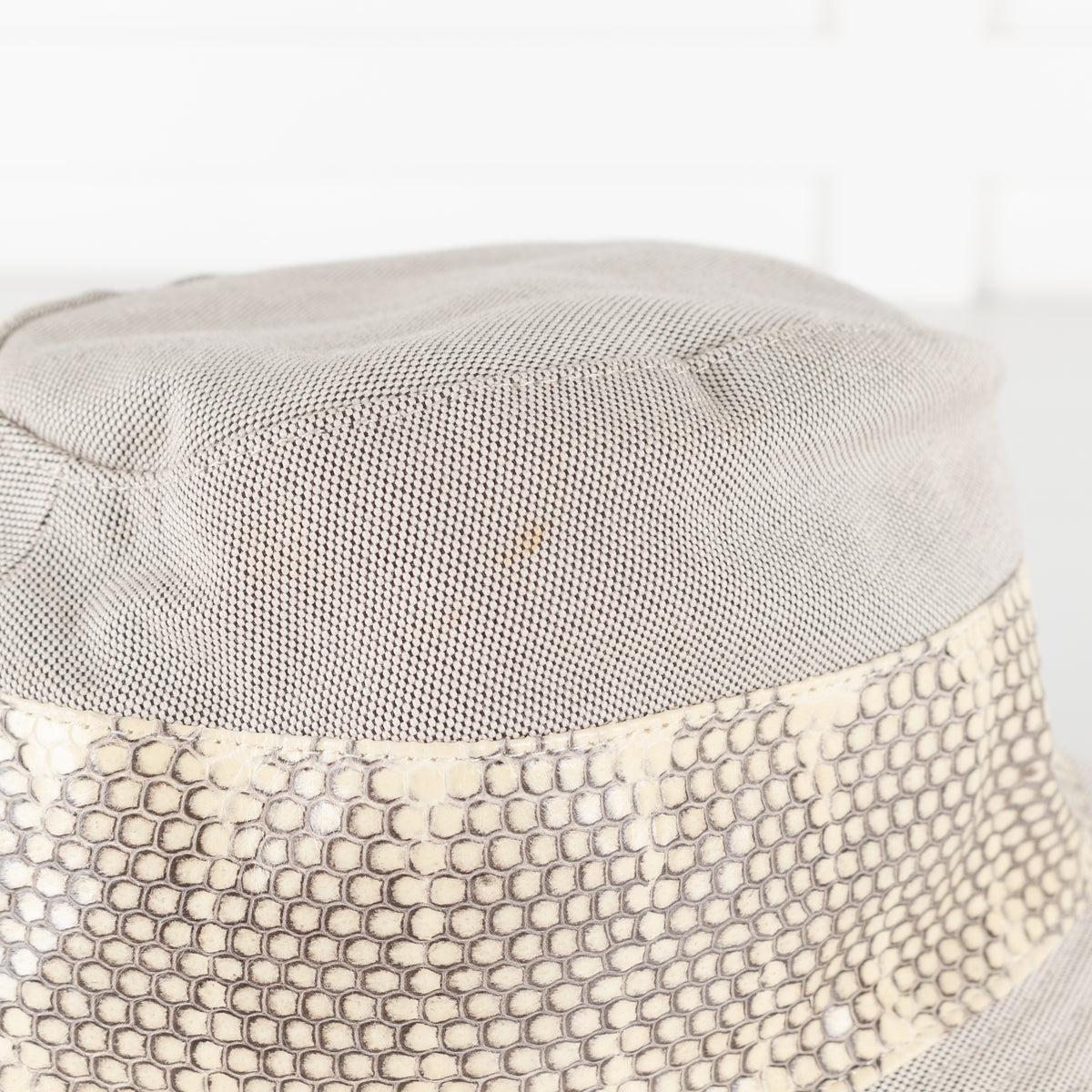 Hermes Stone Grey Snake Trim Hat