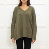 Divine Cashmere Khaki Cashmere V Neck Jumper