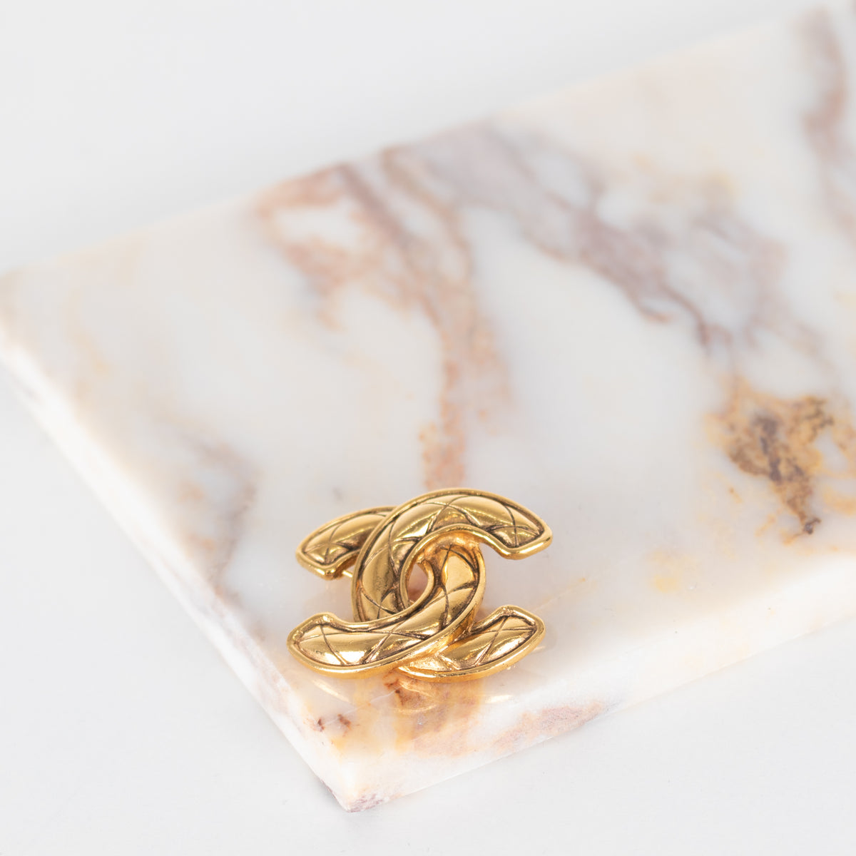 Chanel Gold Quilted CC Brooch
