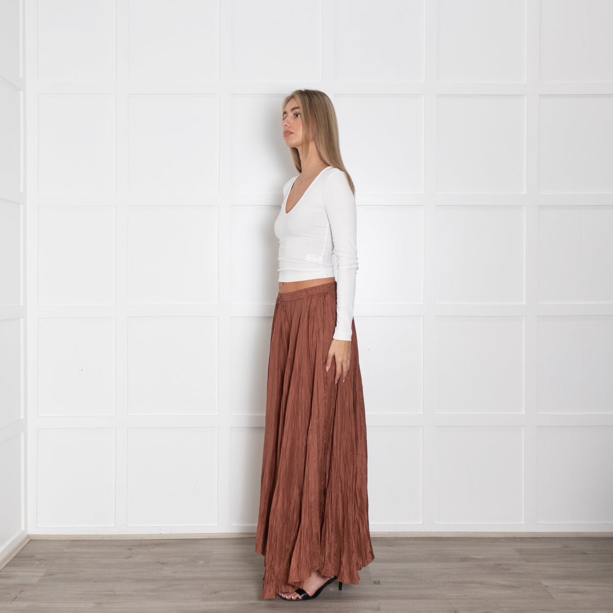 Joseph Brown Silk Maxi Skirt