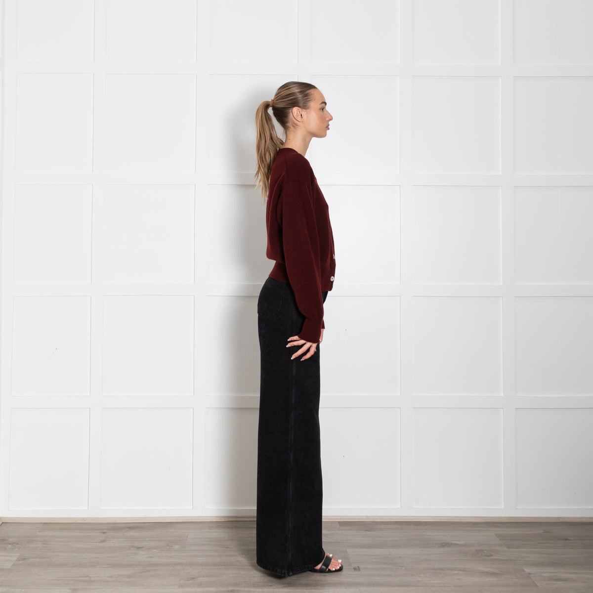 &Daughter Burgundy Lambswool Cardigan