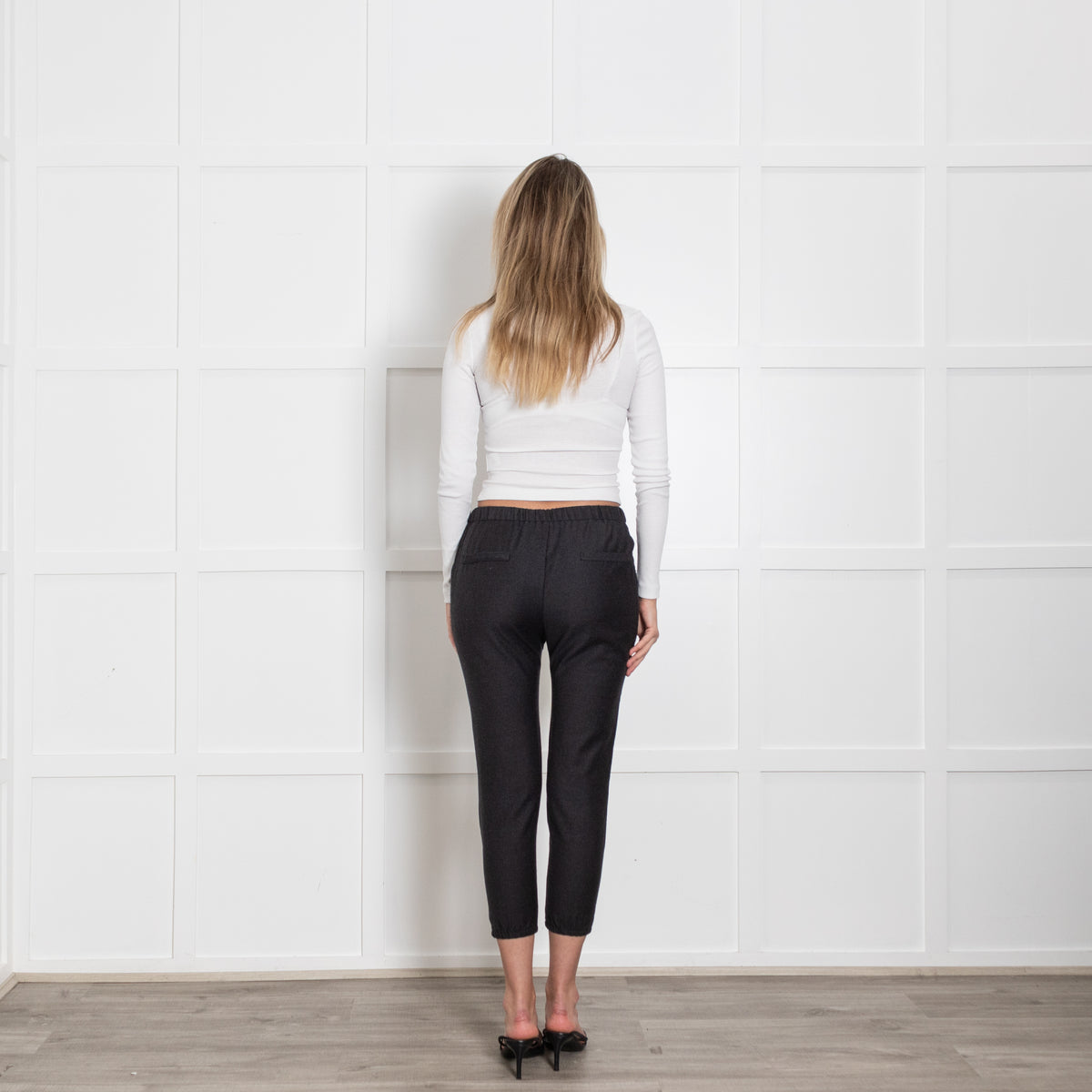 Studio Nicholson Grey Wool Trousers With Elasticated Waist and Hems