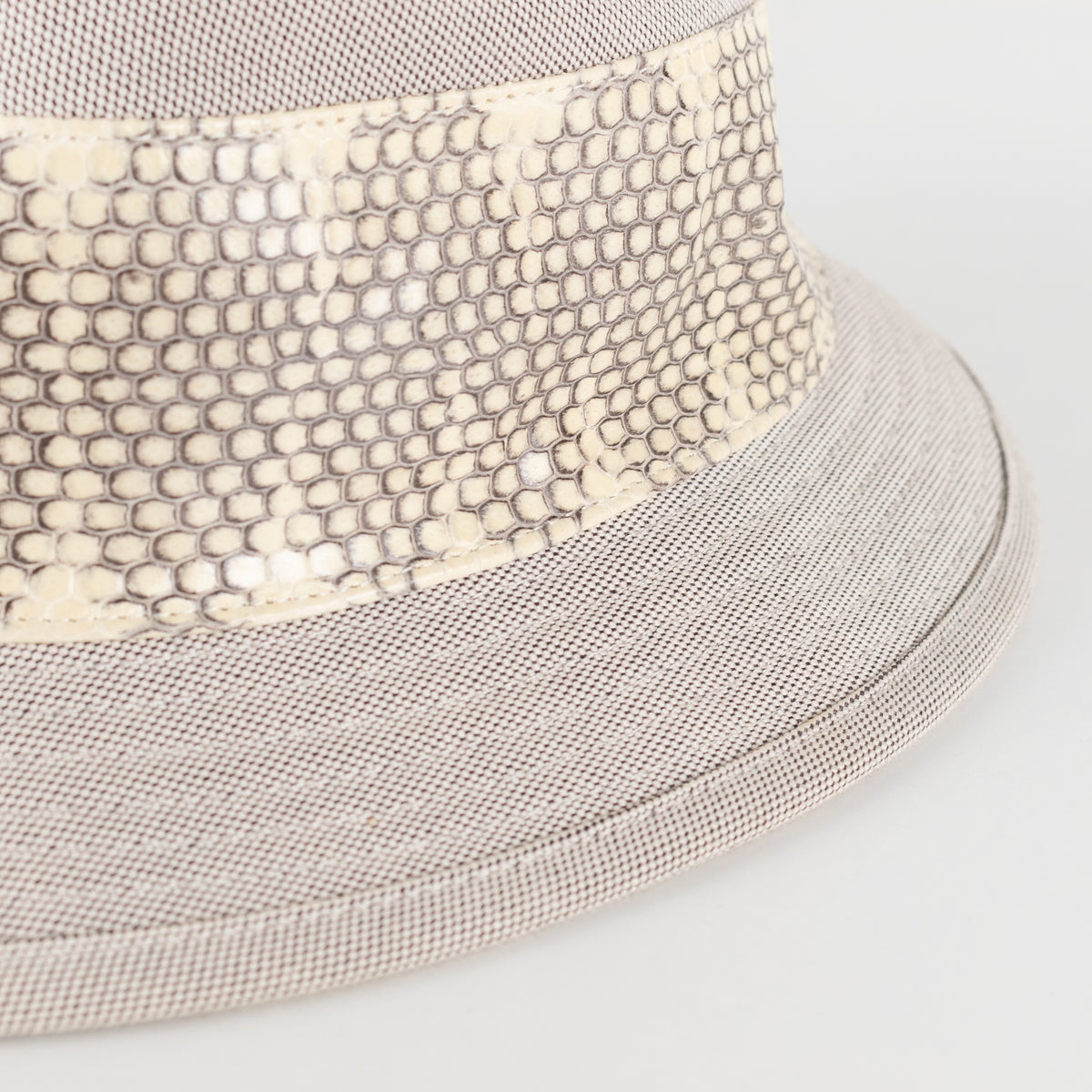 Hermes Stone Grey Snake Trim Hat
