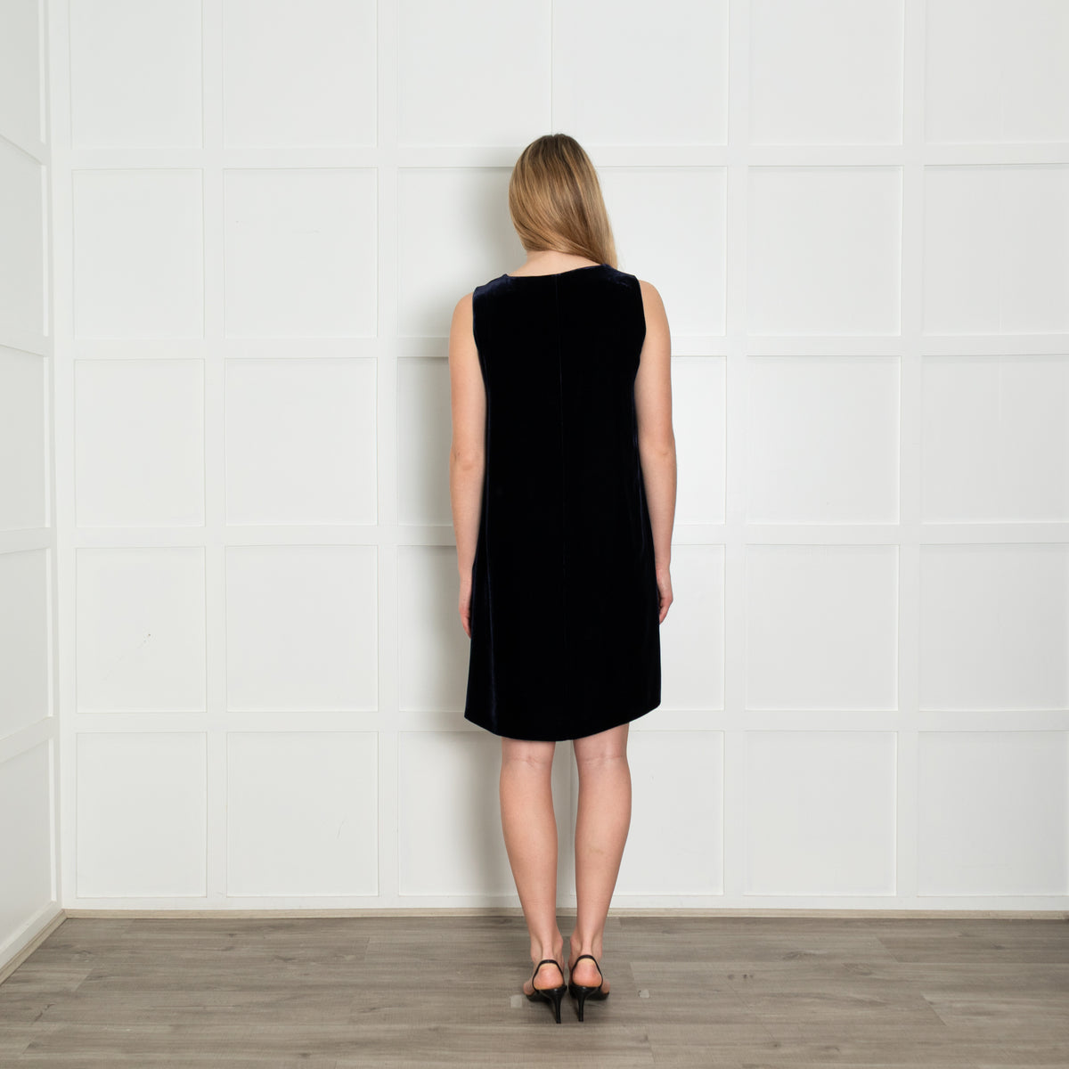 Max Mara Studio Navy Blue Velvet Sleeveless Dress