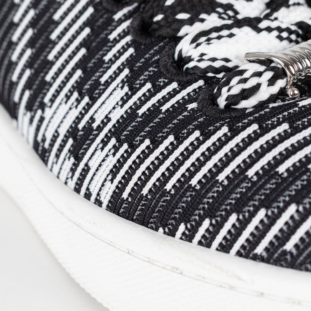 Burberry Black White Check Knit Box Trainers