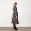 Blaze Brown White Herringbone Cabana Whistler Belted Long Coat