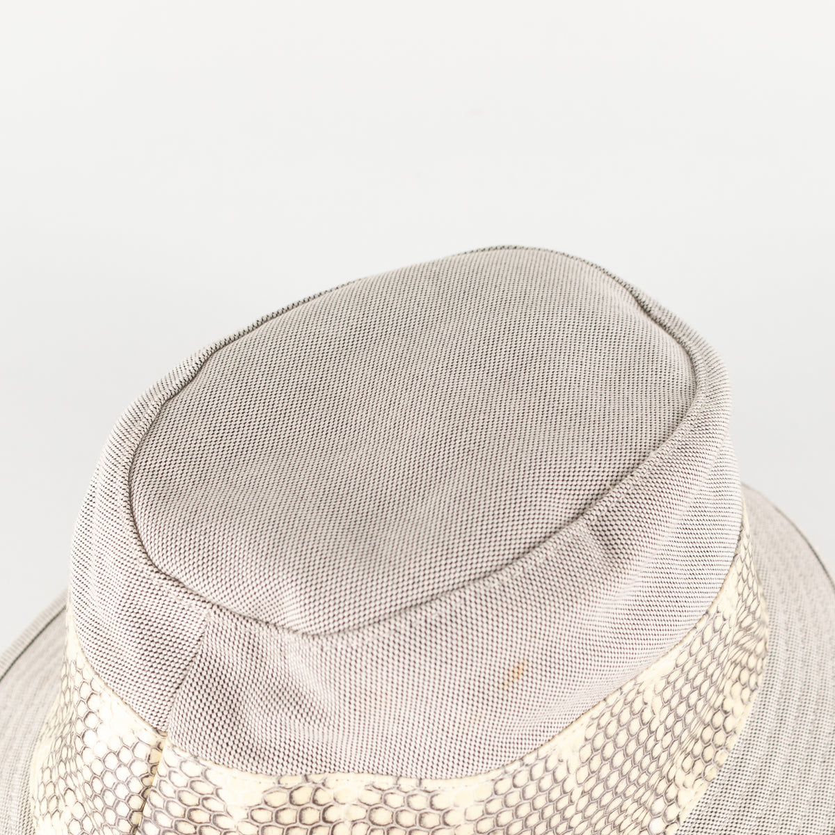 Hermes Stone Grey Snake Trim Hat