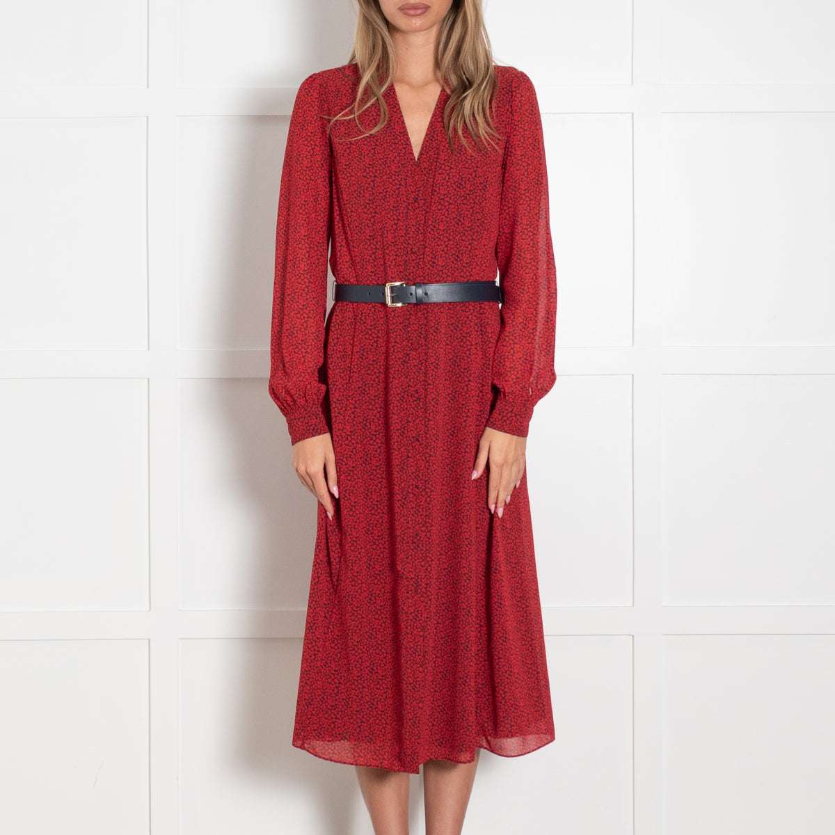 Michael By Michael Kors Navy & Red Love Heart Print Dress