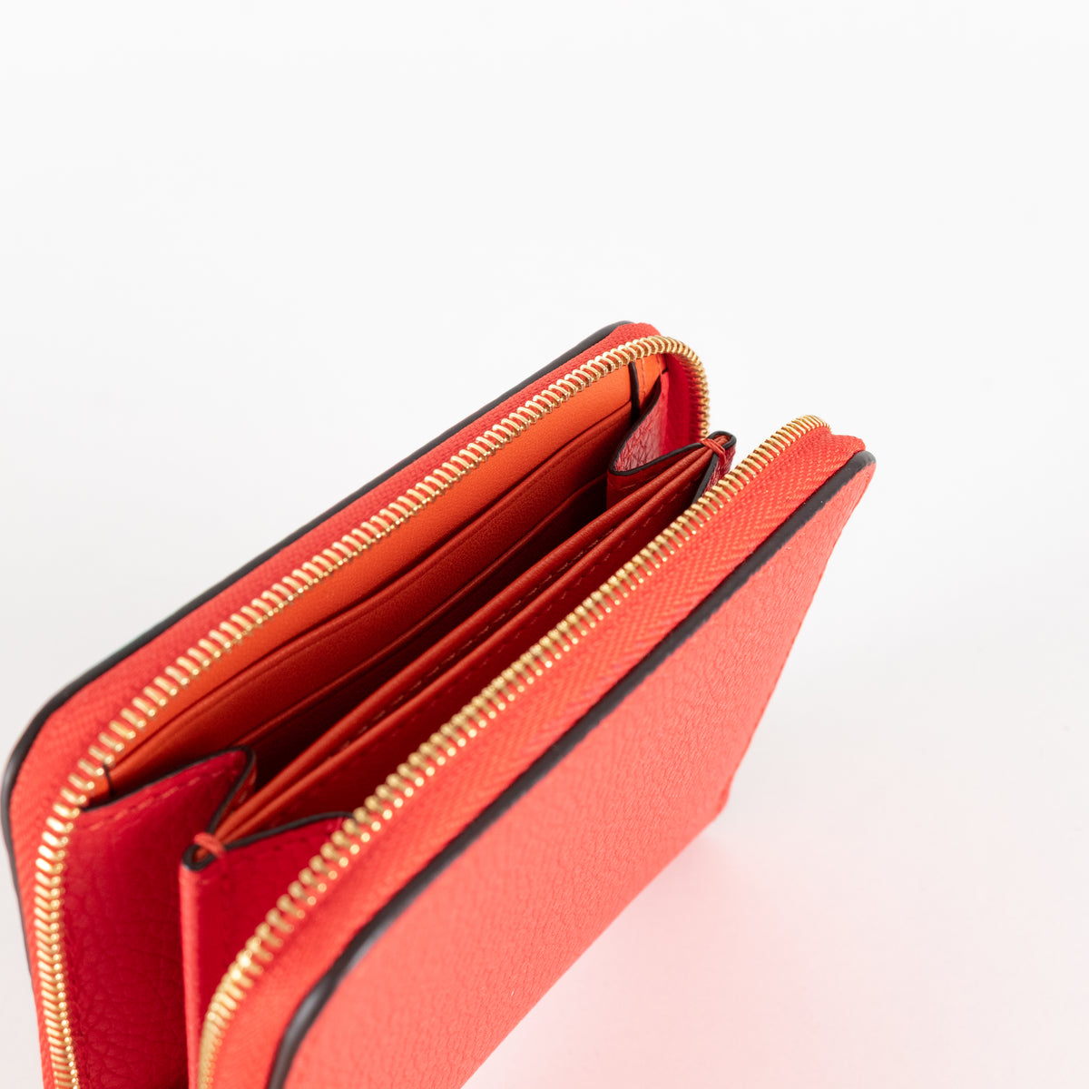 Mulberry Red Grained Leather Zip Around Purse