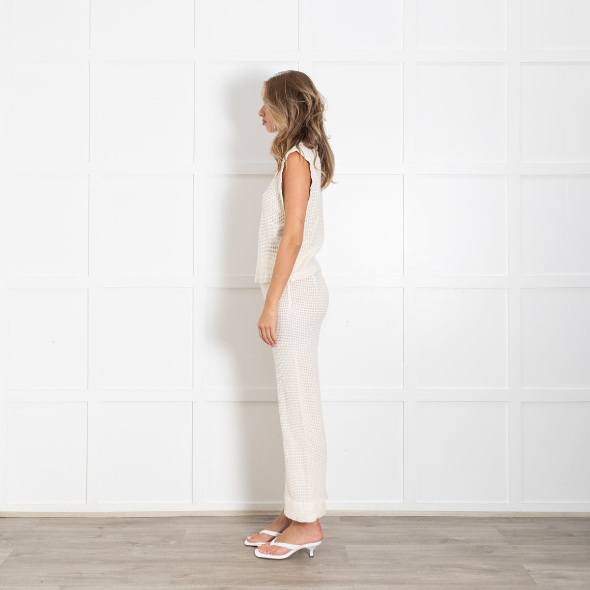 OASIS Resortwear Cream Waffle Knit Trouser And Top Set