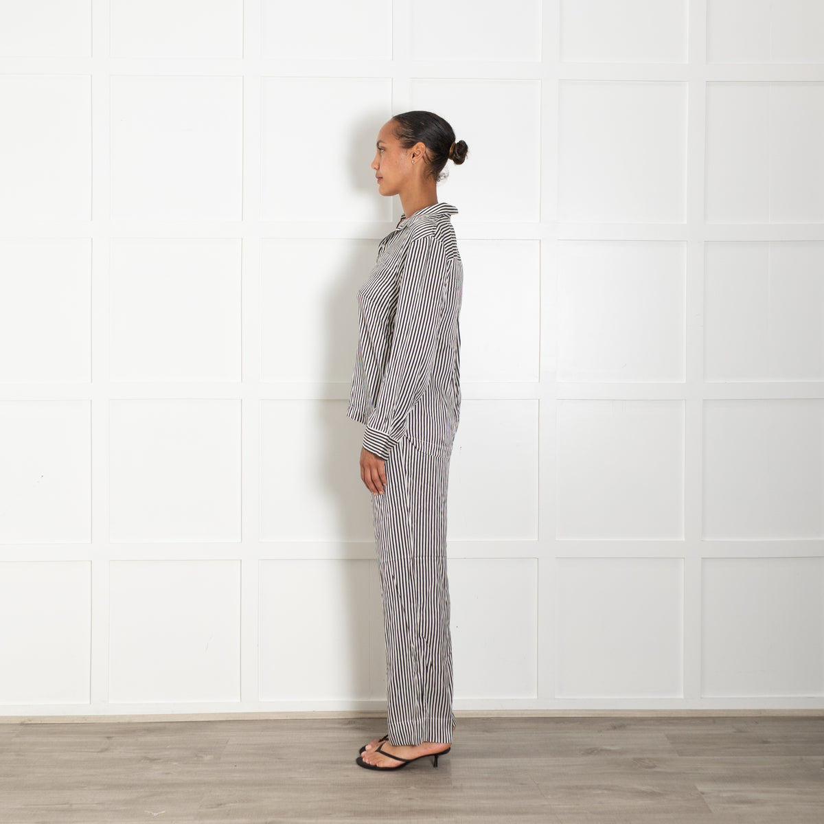 Asceno Black And White Cotton Silk PJ Shirt