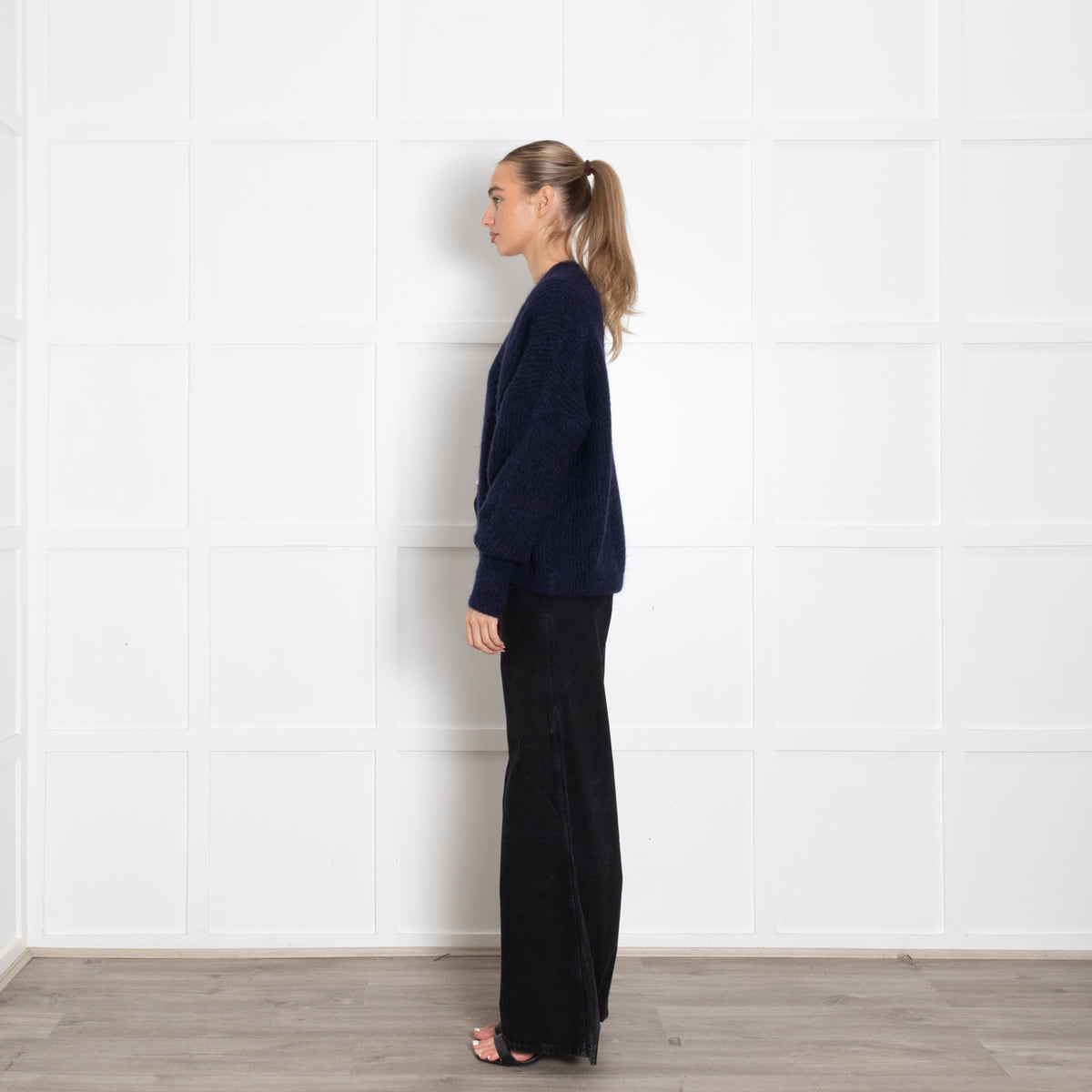 American Vintage Navy Wool Blend Open Cradigan