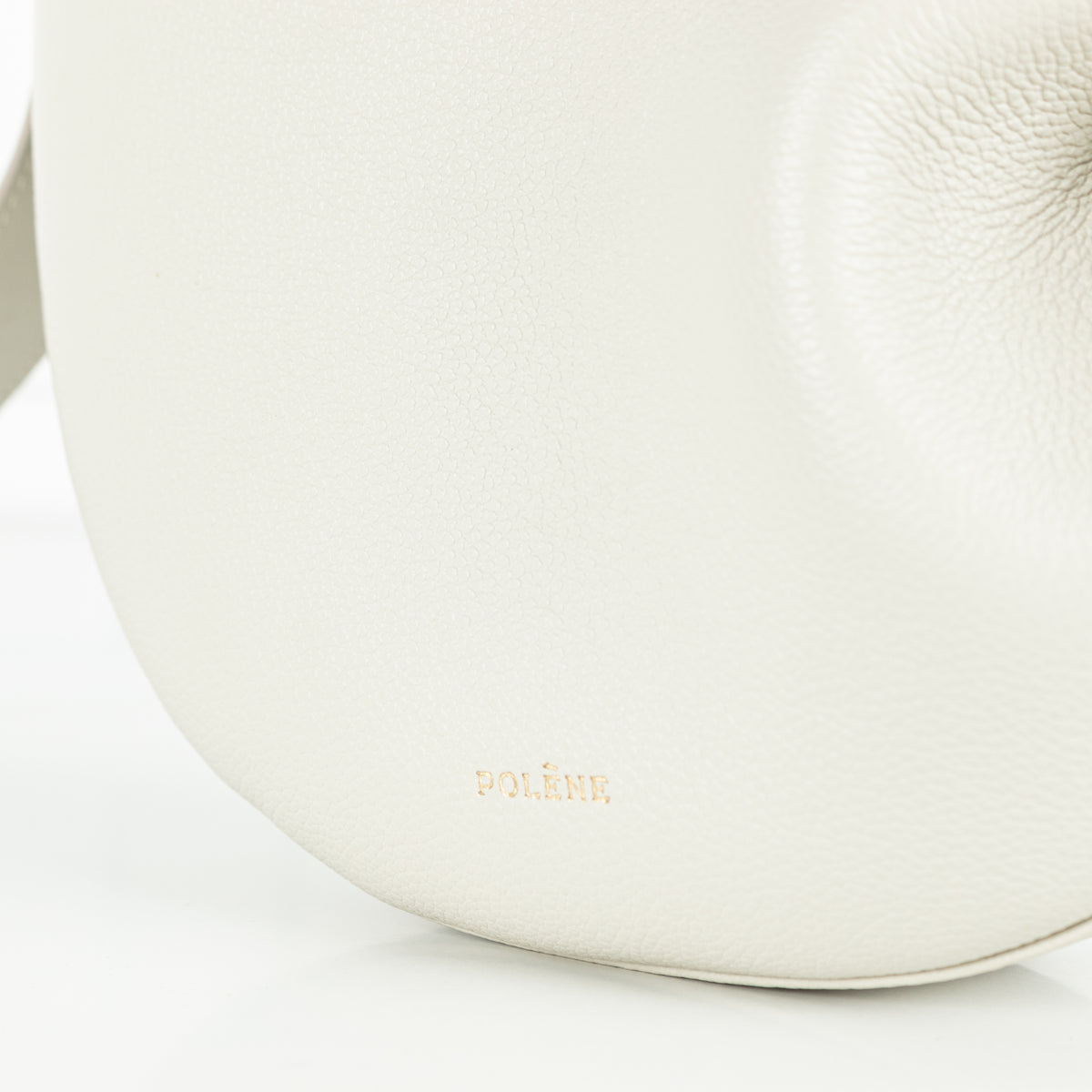Polene Cream Grainy Leather Tonca Crossbody Bag