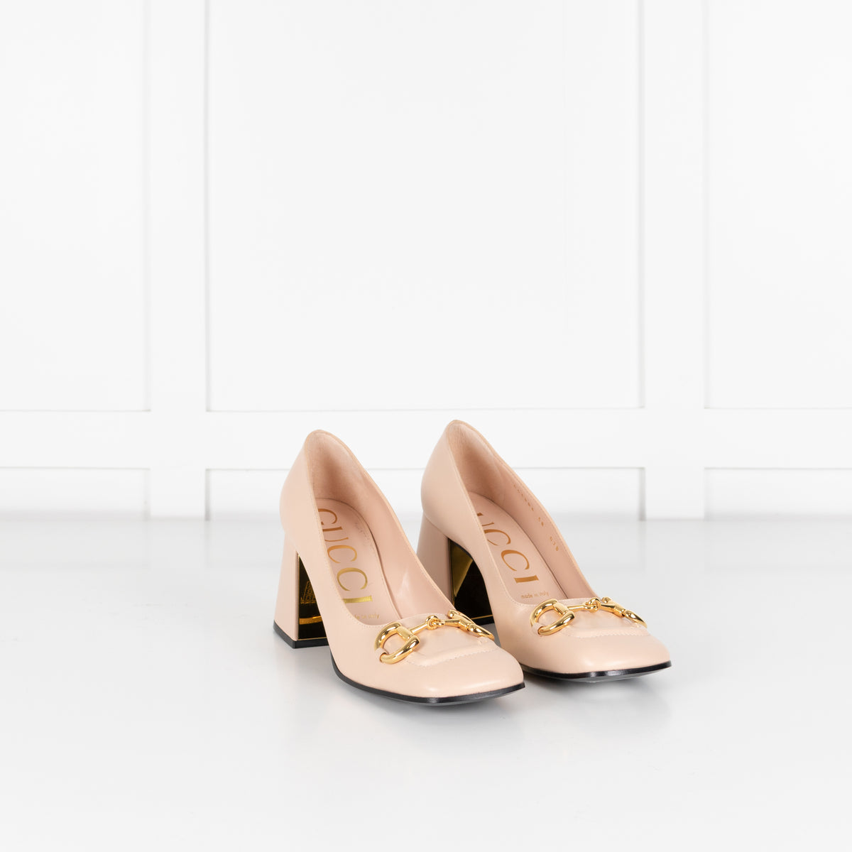 Gucci Beige Horsebit Block Heel Pumps
