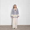 Toteme Blue and Cream Stripe Wool/ Cotton Mix Cardigan