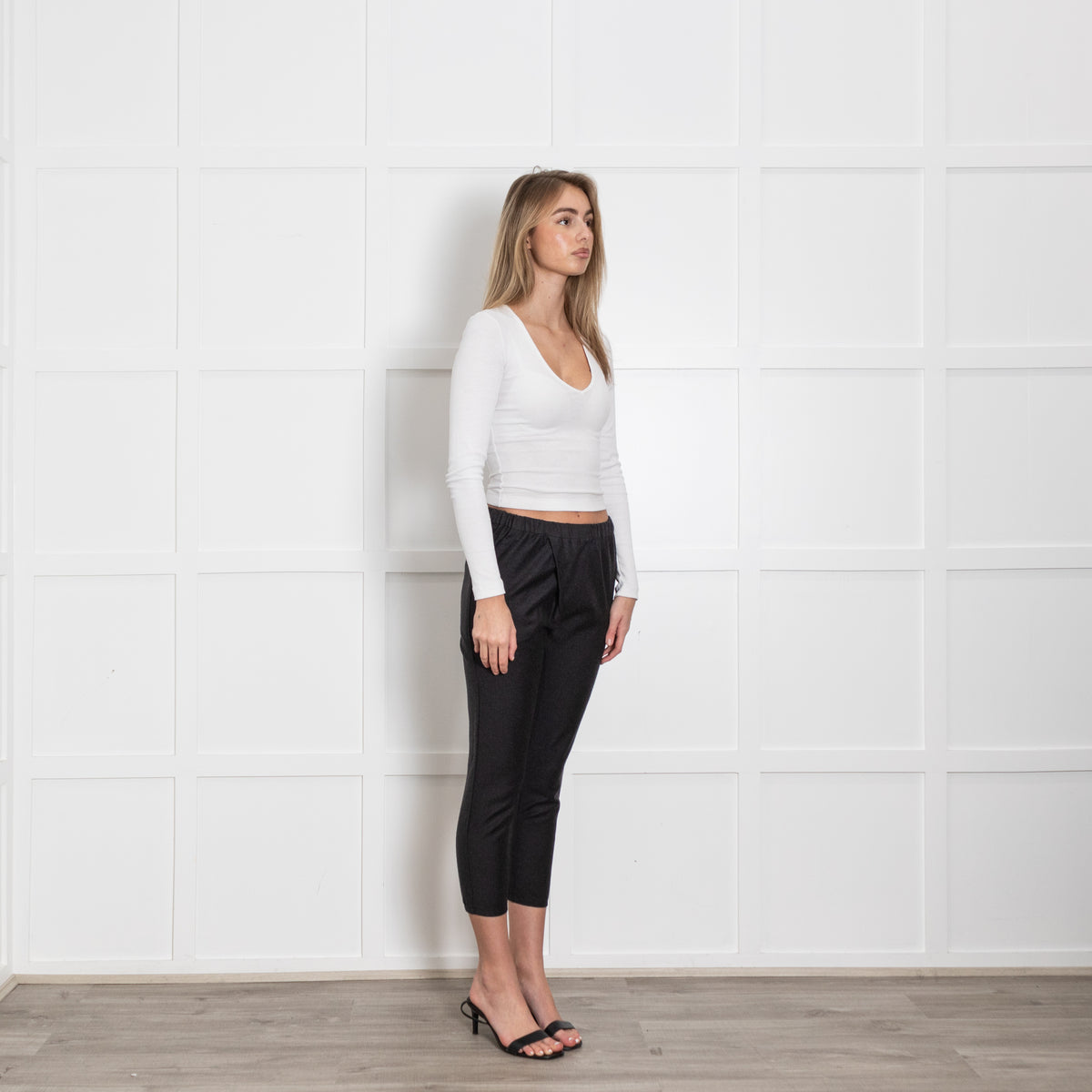 Studio Nicholson Grey Wool Trousers With Elasticated Waist and Hems
