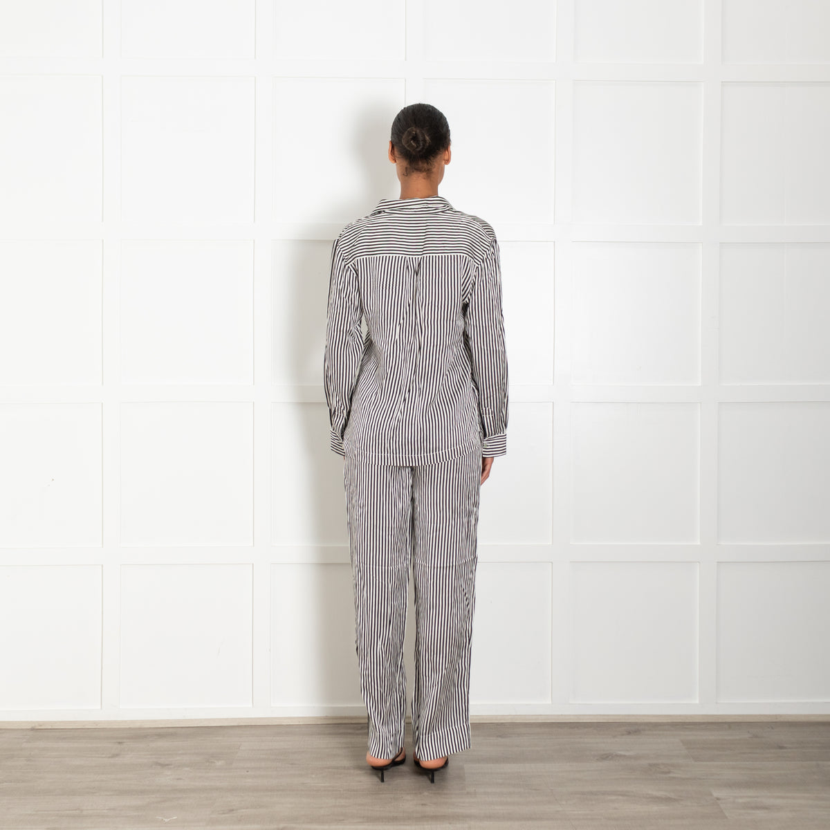 Asceno Black And White Cotton Silk PJ Shirt