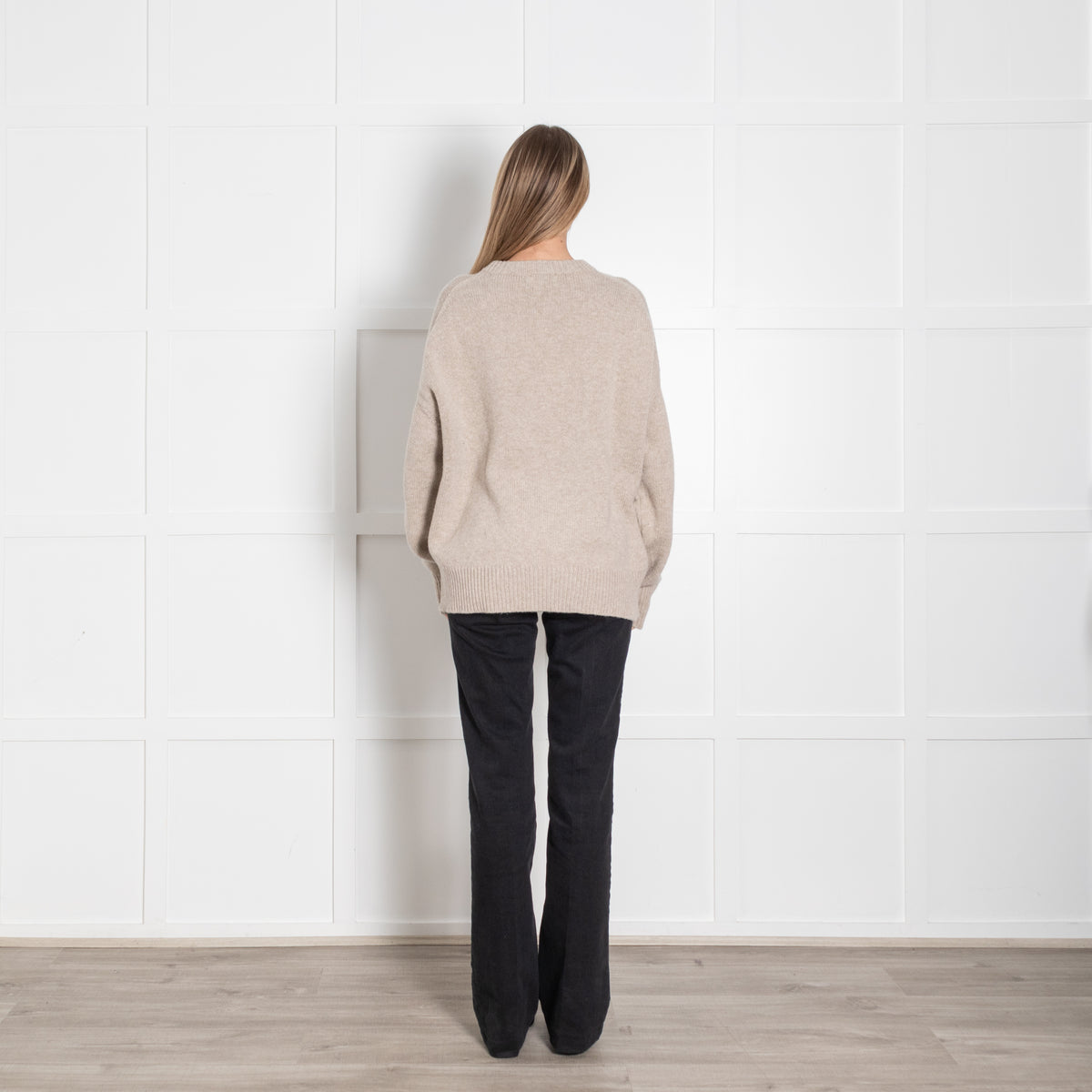 &Daughter Oatmeal V Neck Wool Jumper