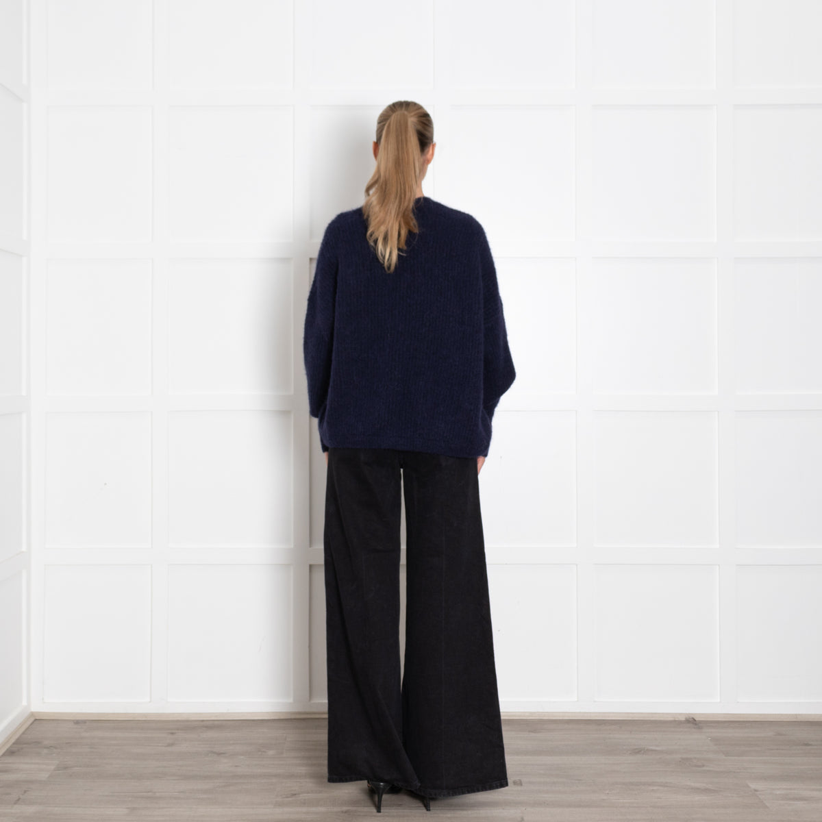 American Vintage Navy Wool Blend Open Cradigan