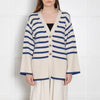 Toteme Blue and Cream Stripe Wool/ Cotton Mix Cardigan