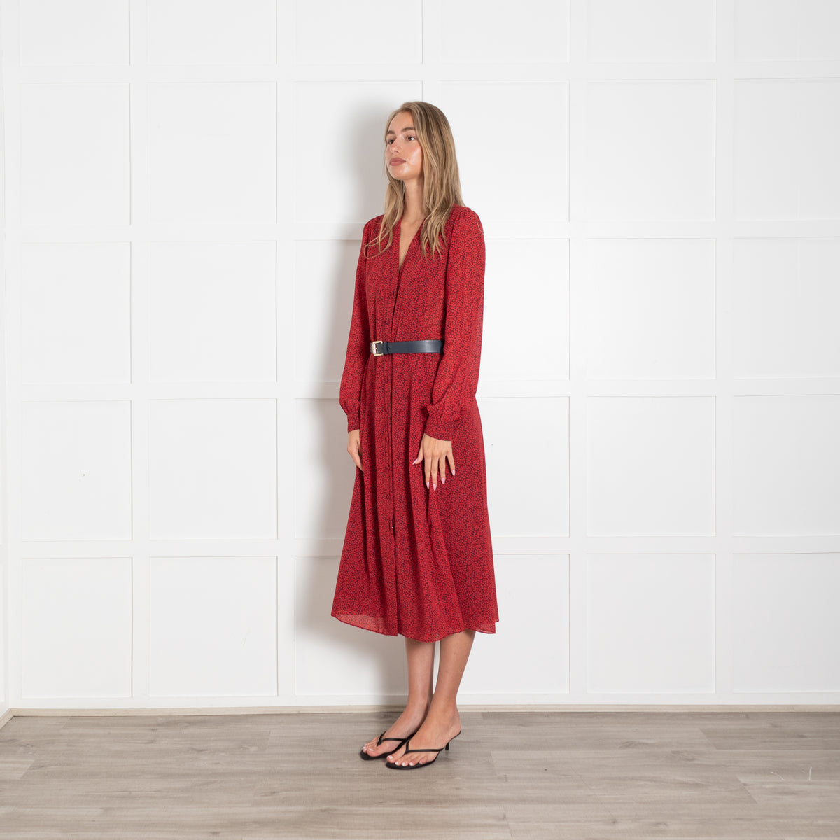 Michael By Michael Kors Navy & Red Love Heart Print Dress