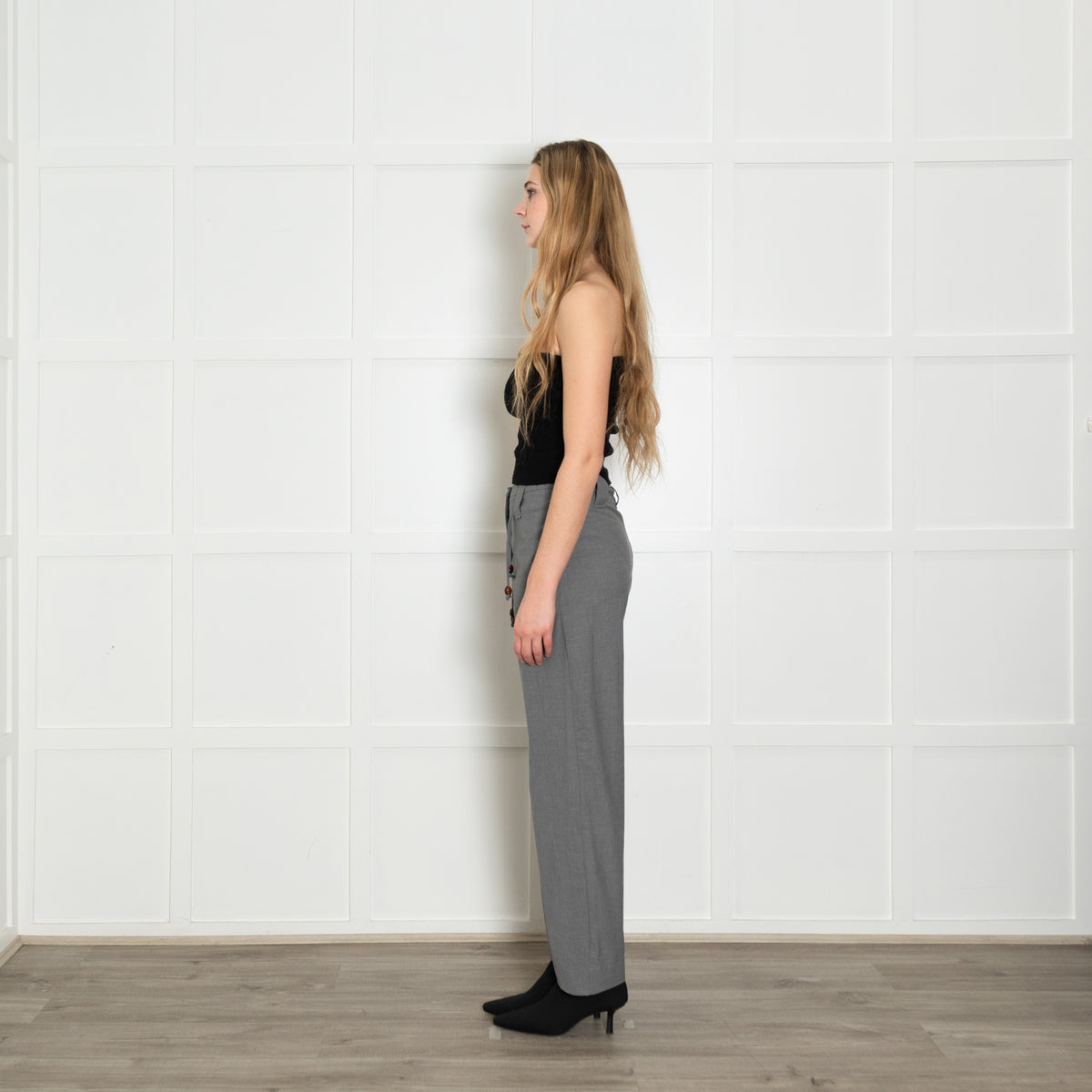 Ganni Pale Grey Fine Wool Draw String Trousers