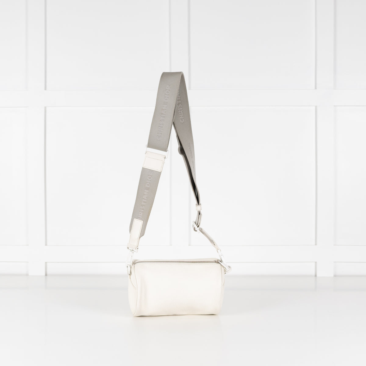 Christian Dior x Daniel Arsham White Leather Logo Roller Bag