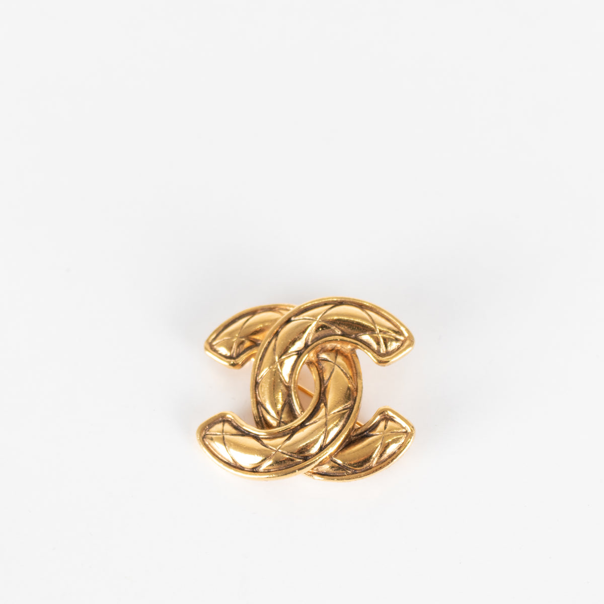 Chanel Gold Quilted CC Brooch