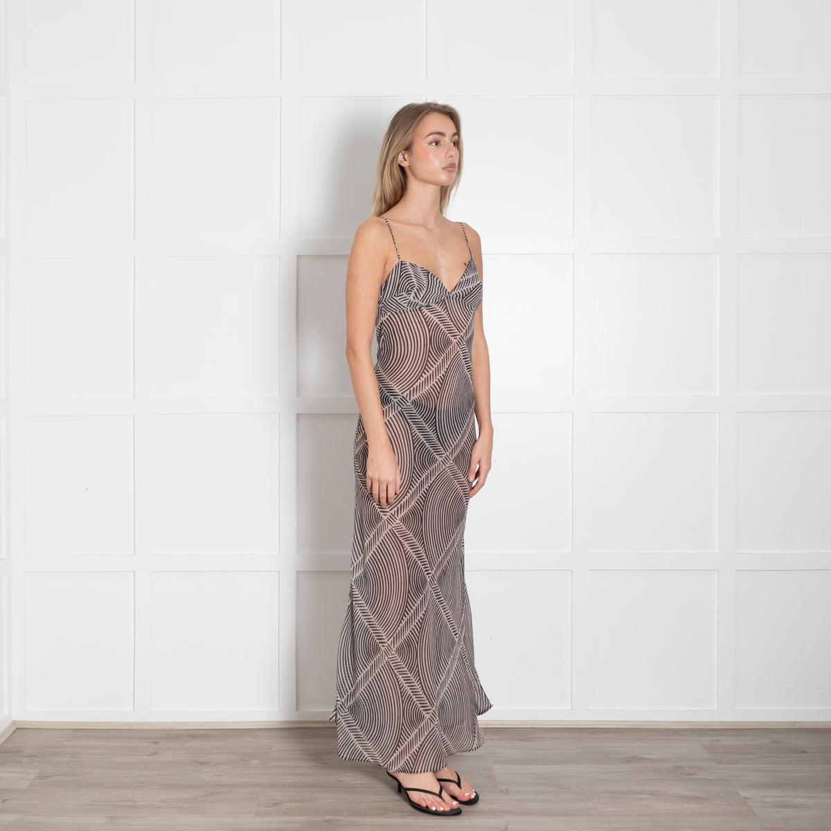 Away That Day Black & Grey Maxi Strappy Dress