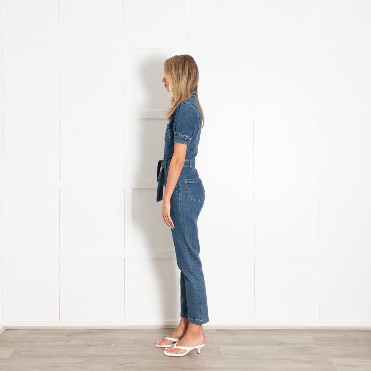 Paige Blue Denim Short Sleeve Jumpsuit