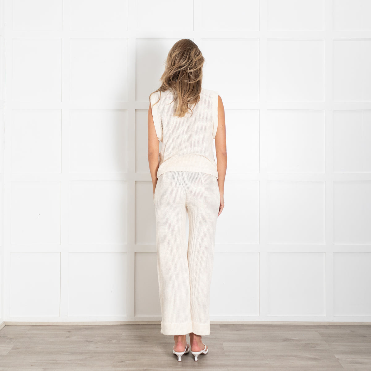 OASIS Resortwear Cream Waffle Knit Trouser And Top Set
