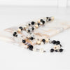 Chanel Cream Faux Pearl Black Bead Diamante CC Long Necklace