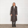 Blaze Brown White Herringbone Cabana Whistler Belted Long Coat