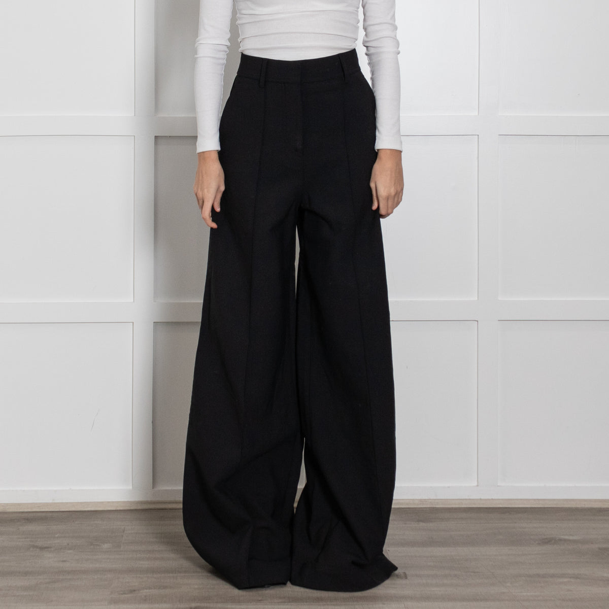 Burberry Black High Waist Wide Leg Trousers