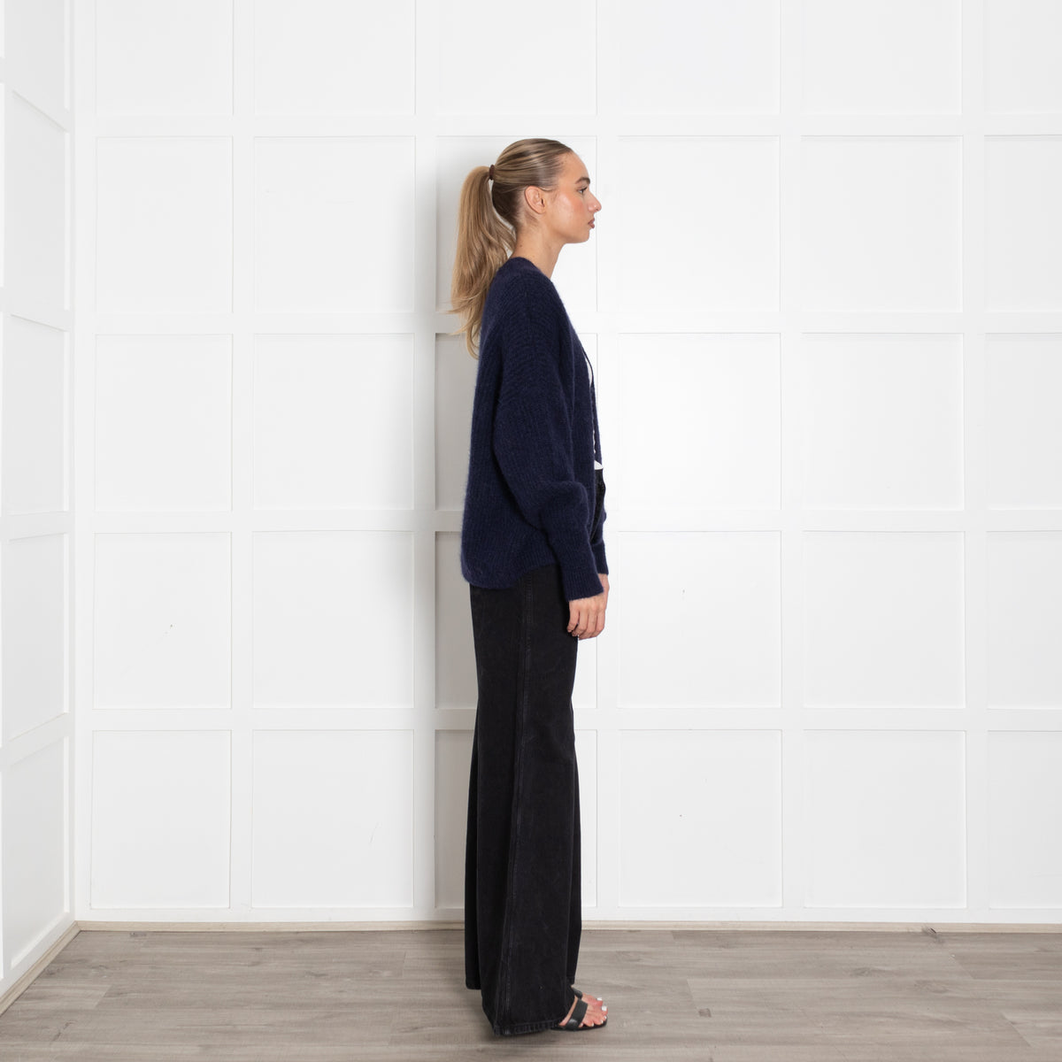 American Vintage Navy Wool Blend Open Cradigan