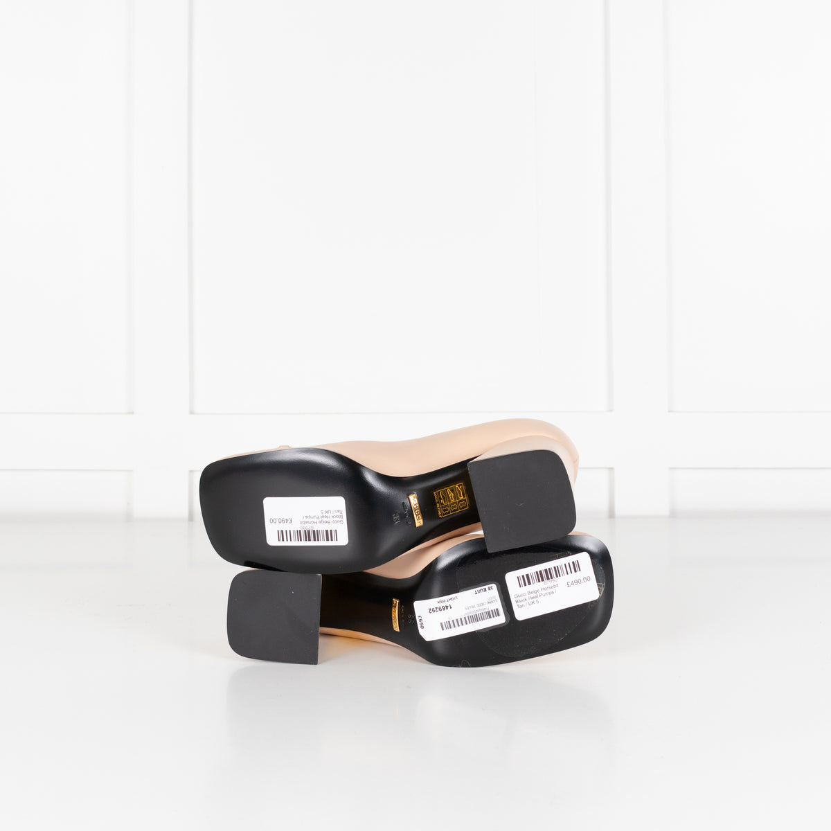 Gucci Beige Horsebit Block Heel Pumps
