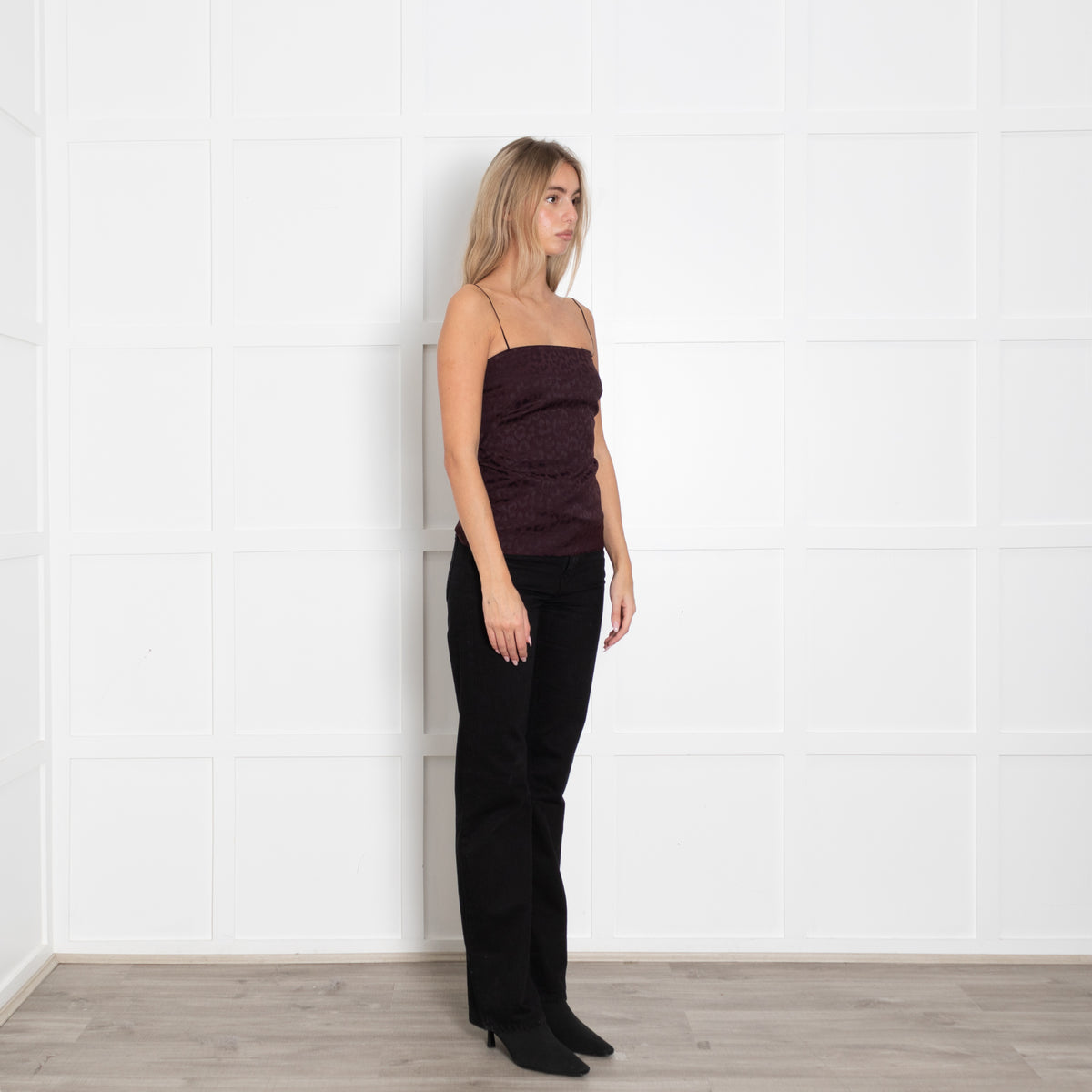 Raey Burgundy Animal Print Sleeveless Top