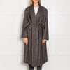 Blaze Brown White Herringbone Cabana Whistler Belted Long Coat