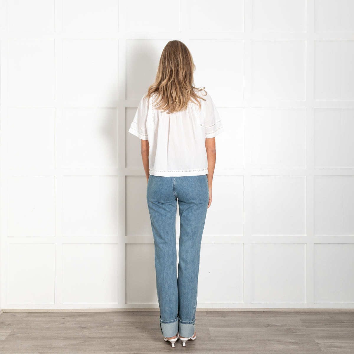 Rails White Short Sleeved Blouse With Lace Insets