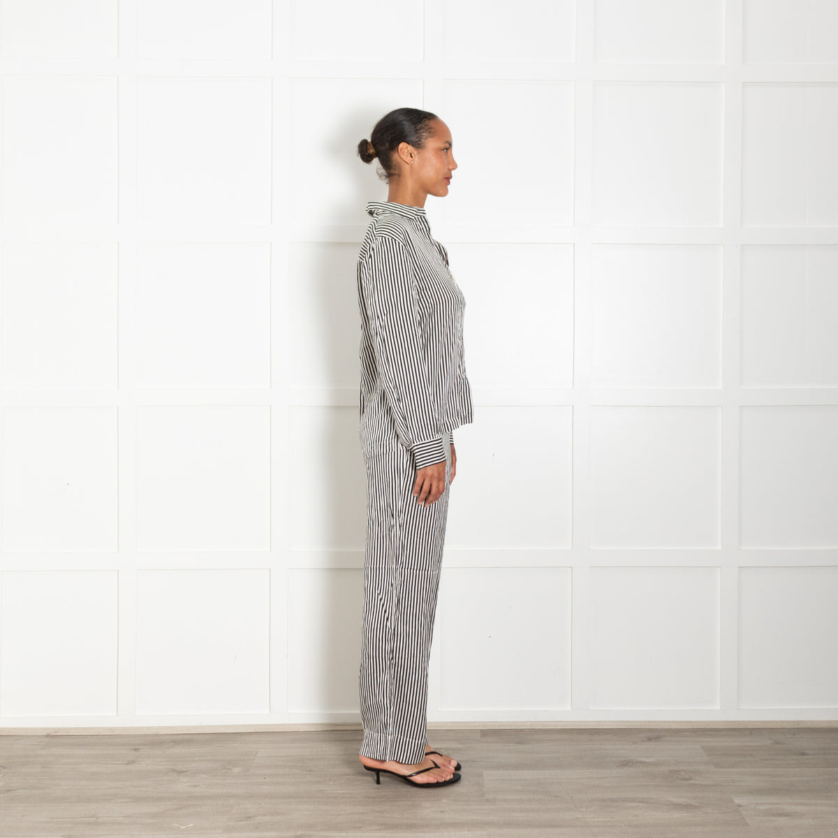 Asceno Black And White Cotton Silk PJ Shirt