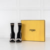 Fendi Black Cream Pearl Fabric Stripe Heeled Ankle Boots