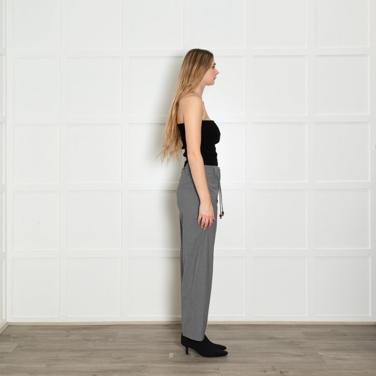 Ganni Pale Grey Fine Wool Draw String Trousers