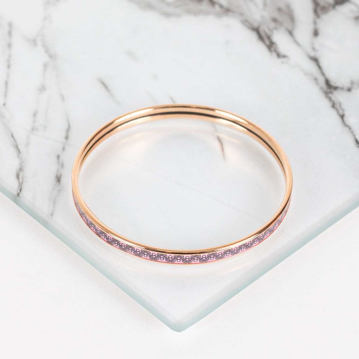 Hermes Pink Petits Coeurs Bangle