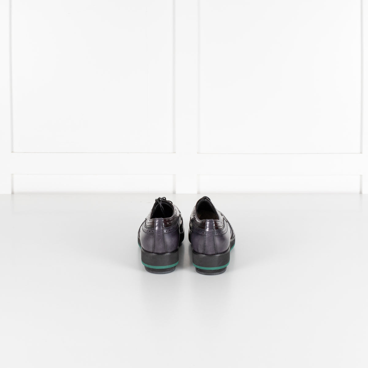 Prada Brown And Navy Brogue With Rubber Wedge