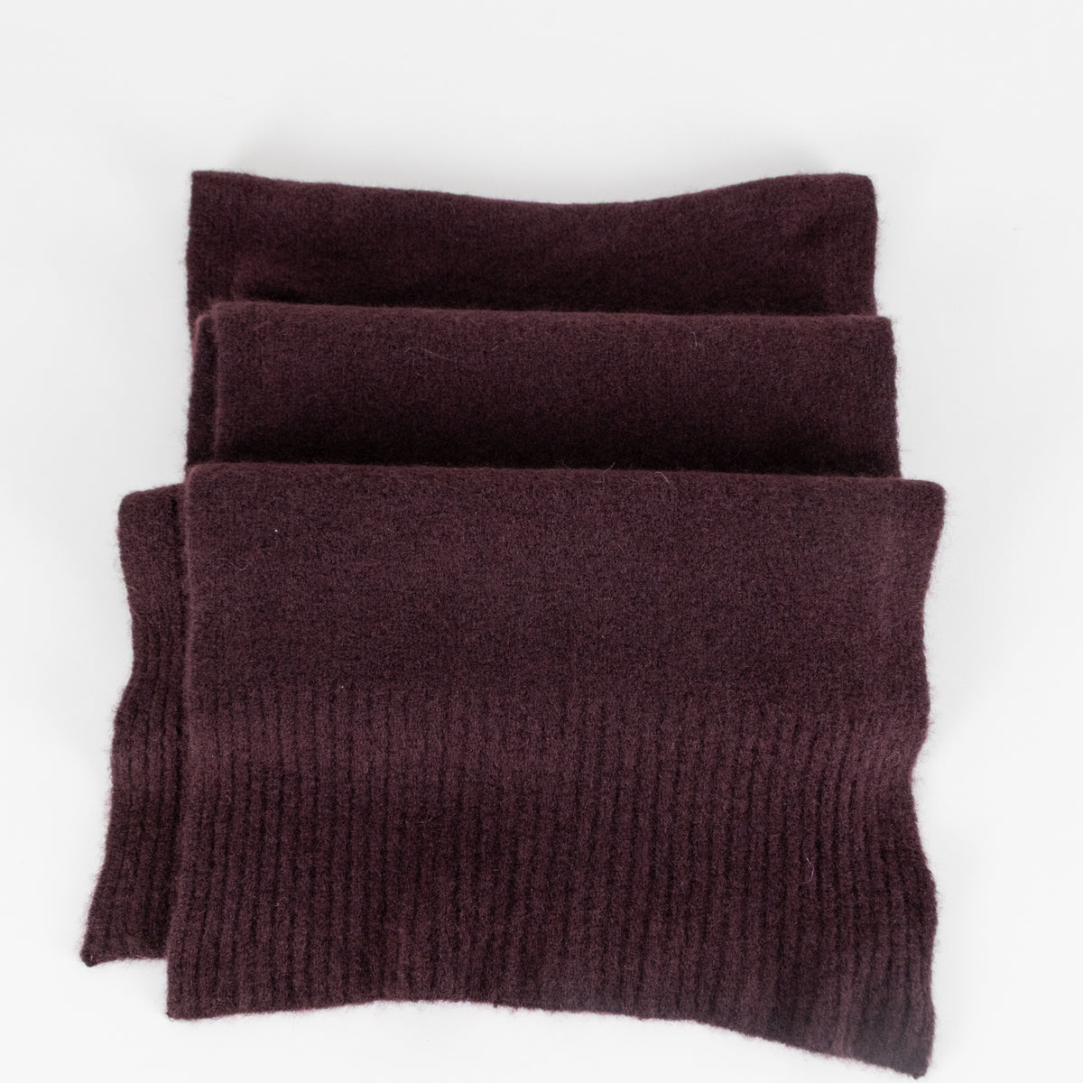 Eileen Fisher Burgundy Ribbed Edge Cashmere Blend Scarf